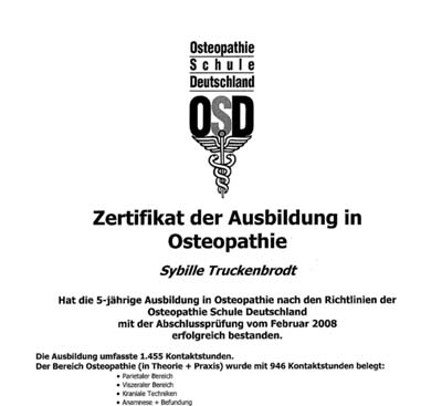 Zertifikat-osteopathie Zertifikat der Ausbildung Osteopathie von Sibylle Truckenbrodt
